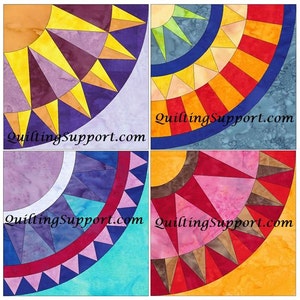 New York Beauty Quilt Set 3 Paper Foundation Piecing Quilting 4 Block Patterns PDF