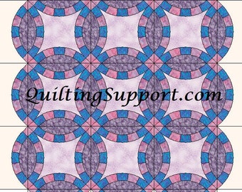 5 Segment Double Wedding Ring Quilt with Scalloped Edges Template Patterns for 6 SIZES