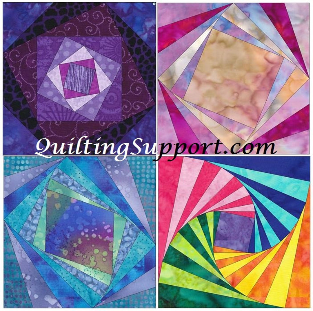 Twisted Log Cabin Quilt Set 1 Paper Foundation Piecing Quilting 4 Block