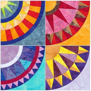 New York Beauty Quilt Set 3 - 10 Inch Paper Foundation Piecing Quilting 4 Block Patterns PDF