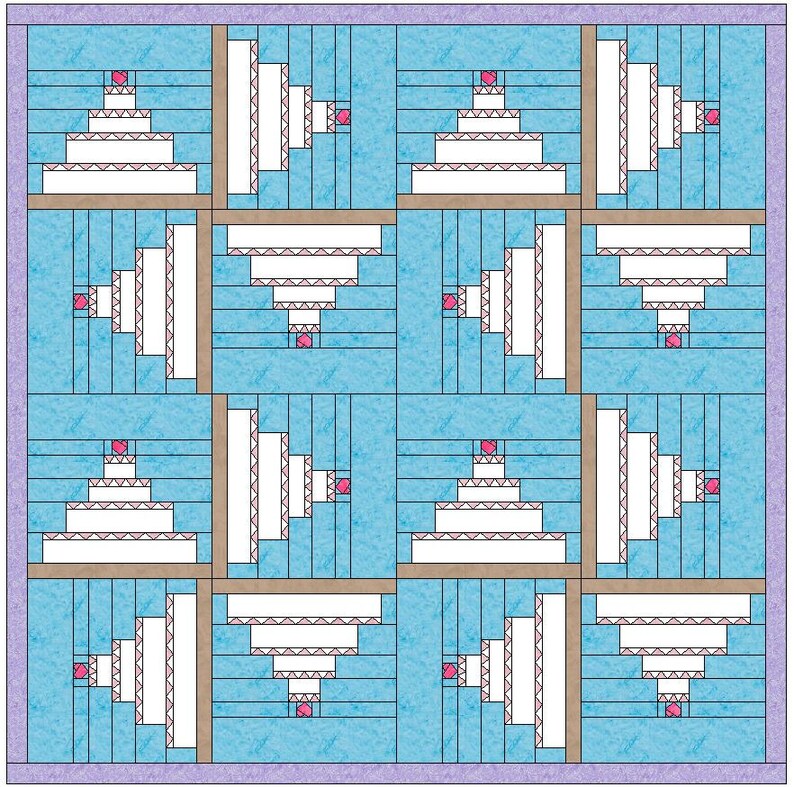 Wedding Cake Quilt Paper Piece Foundation Quilting Block Pattern PDF image 1