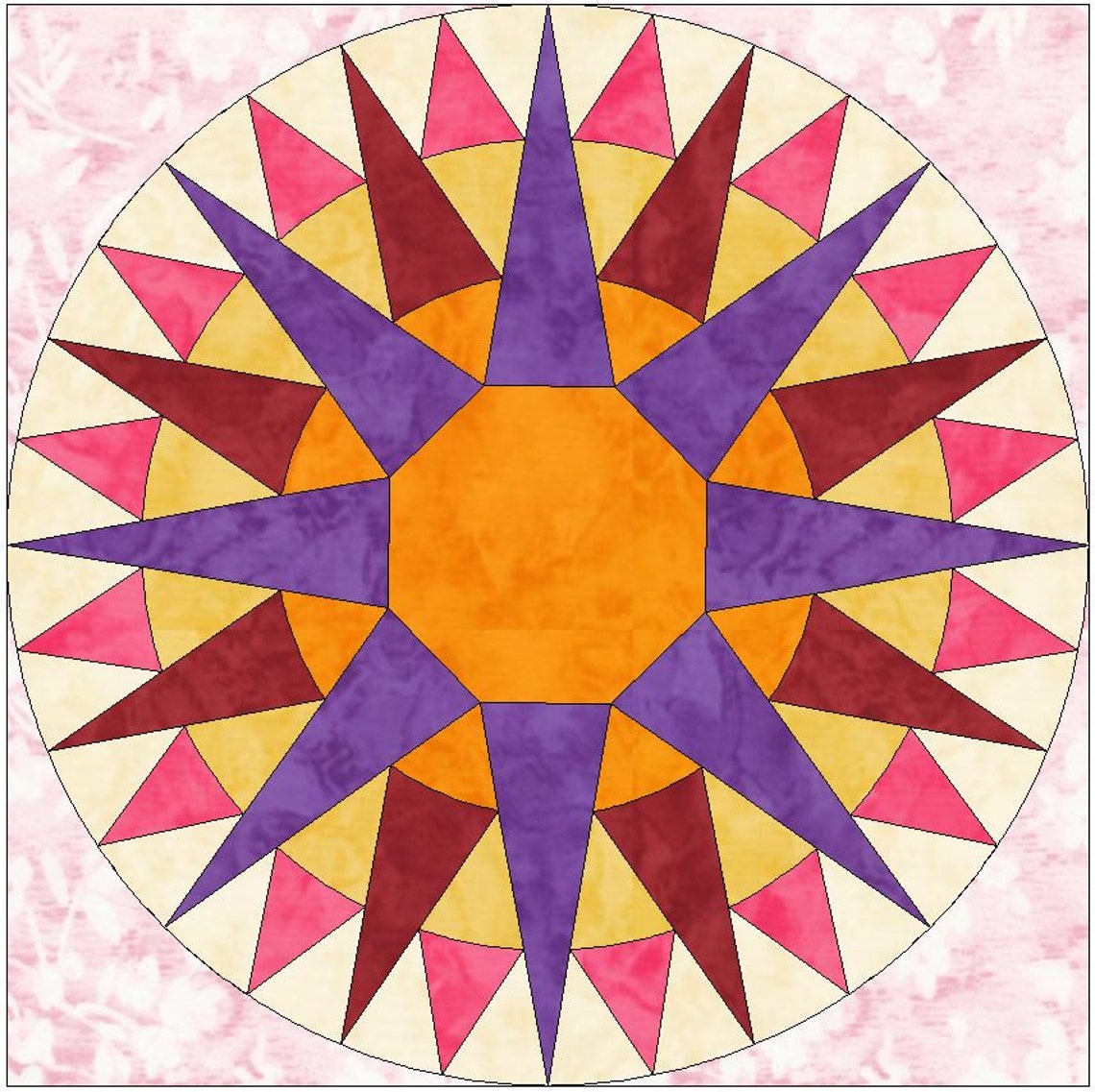 Full Rising Sun Quilt Templates Quilting Block Pattern PDF Etsy