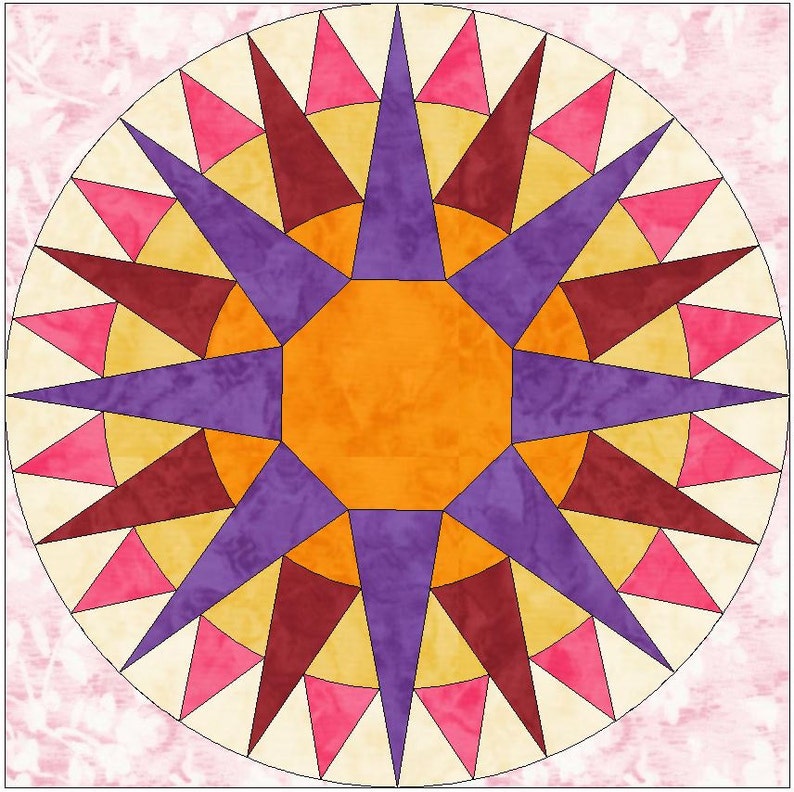 Full Rising Sun Quilt Templates Quilting Block Pattern PDF Etsy