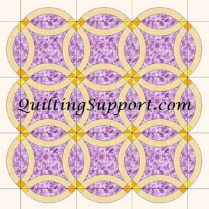 Basic Double Wedding Ring Quilt Template Patterns for 6 SIZES