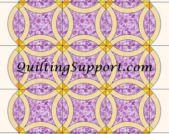 Basic Double Wedding Ring Quilt Template Patterns for 6 SIZES