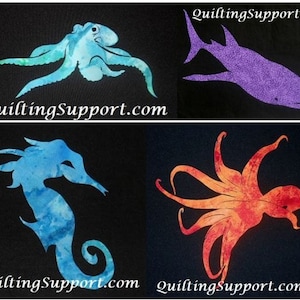 Ocean Life Quilt Applique Patterns (Set of 4)
