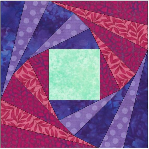 Twisted Log Cabin Foundation Quilt Patterns For 6 Sizes Etsy