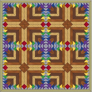 Rainbow Logs QuiltTemplates Quilting Block Pattern Log Cabin Flying Geese