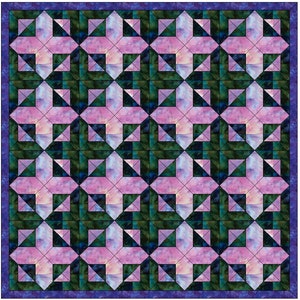 Mosaic 4 Diamond Stars Quilt Template Quilting Block Pattern PDF
