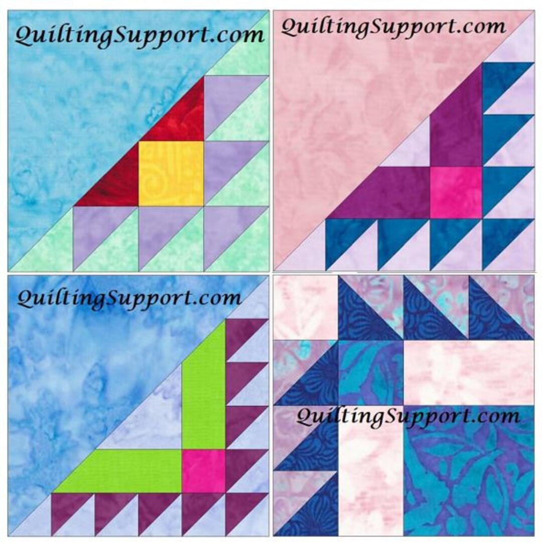 Bordered Sawtooth Quilt Set of 4 Template Quilting Block Etsy