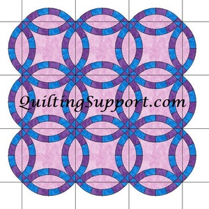 The Double Wedding Ring Quilt with Scalloped Edges Template Patterns for 6 SIZES
