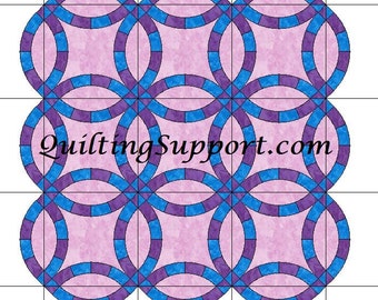 The Double Wedding Ring Quilt with Scalloped Edges Template Patterns for 6 SIZES