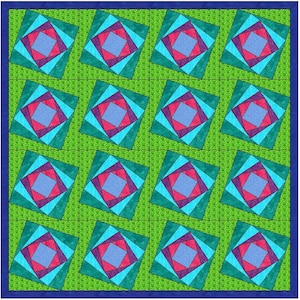 Tilted Spiral Quilt 4 Log Cabin Paper Foundation Quilting Block Pattern PDF
