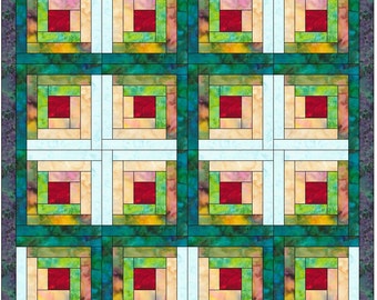 Log Cabin Quilt Paper Piece Foundation Quilting Block Pattern