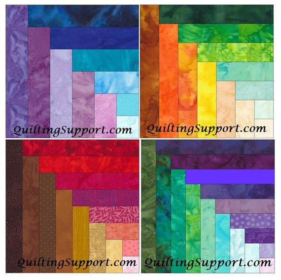 Quarter Log Cabin Quilt Set 1 Paper Foundation Piecing Etsy