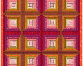 Off Center Log Cabin 8 Quilt Paper Piece Foundation Quilting Block Pattern