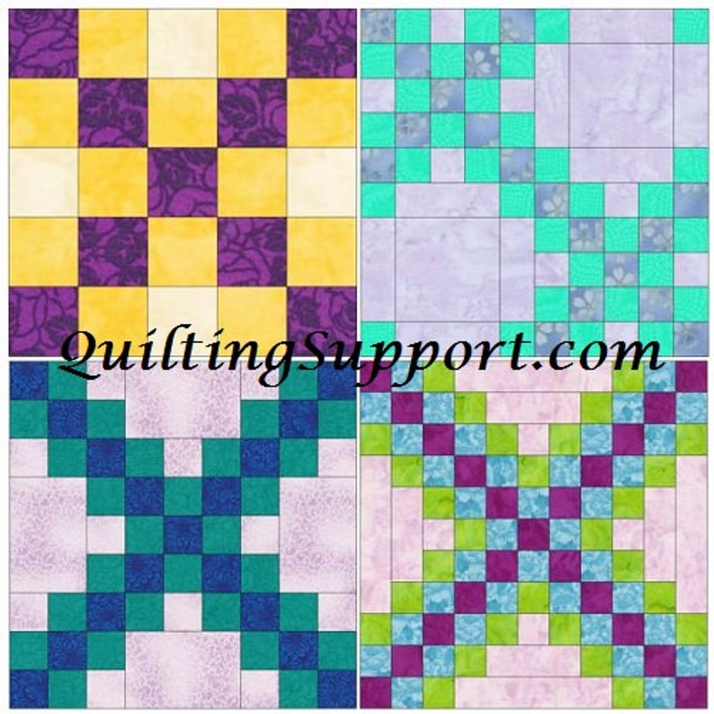 Irish Chain Quilt Set 1 of 15 Inch Block Template Quilting Block Pattern PDF image 1