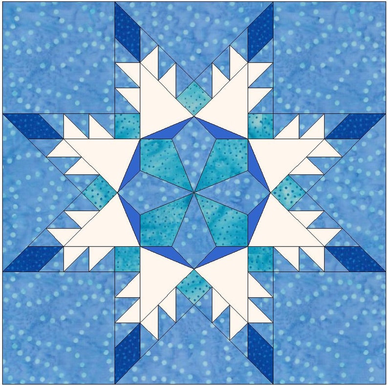 Snowflake Star Quilt Template Quilting Block Pattern | Etsy