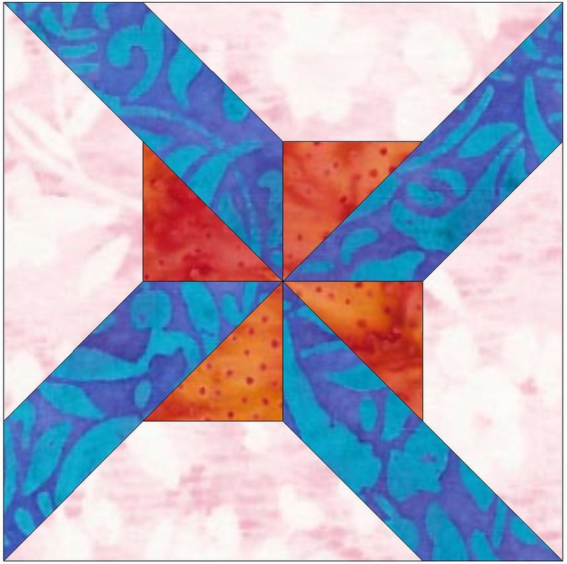 Spinning Stars Variation Quilt Template Quilting Block Pattern Etsy