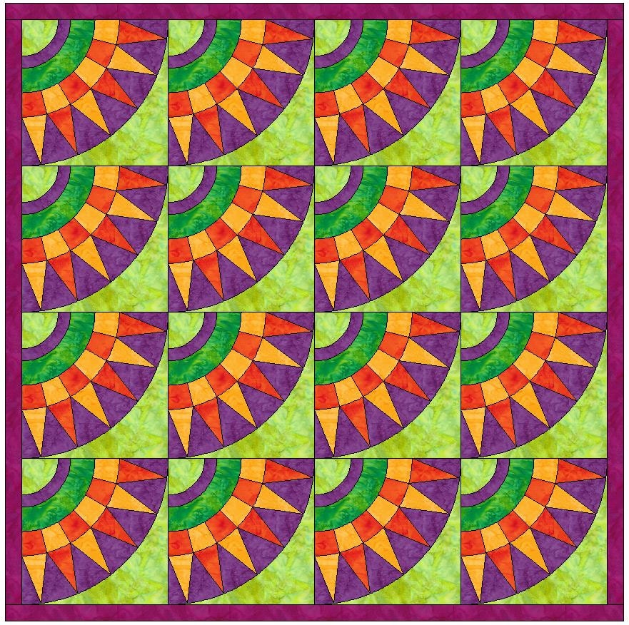 10 Inch Block Pattern Checkered Arc Beauty Quilt 10 Inch Paper Piece Foundation Quilting ...