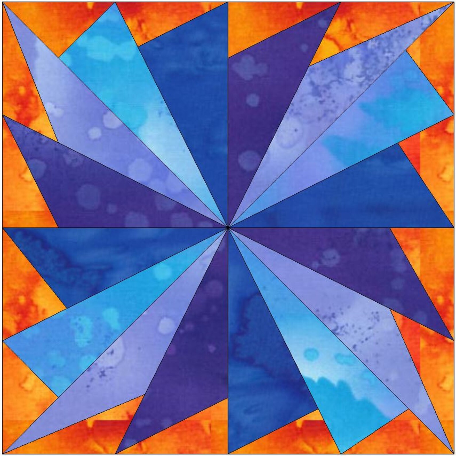 Cool Fan Quilt Paper Piece Foundation Quilting Block Pattern Etsy