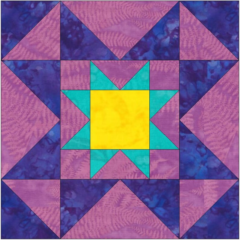 Eight Hands Around Star Quilt Template 15 Inch Block Pattern Etsy UK
