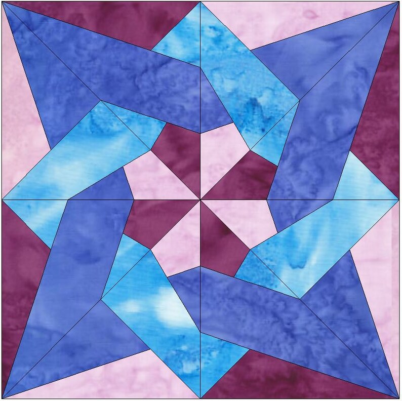 Tri-star Paper Piece Foundation Quilting Block Pattern PDF - Etsy