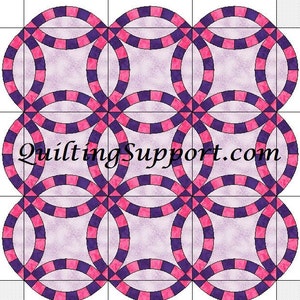 6 Segment Double Wedding Ring Quilt with Scalloped Edges Template Patterns for 6 SIZES