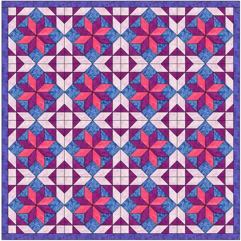 Shooting Star Quilt 15 Inch Block Paper Template Quilting Etsy