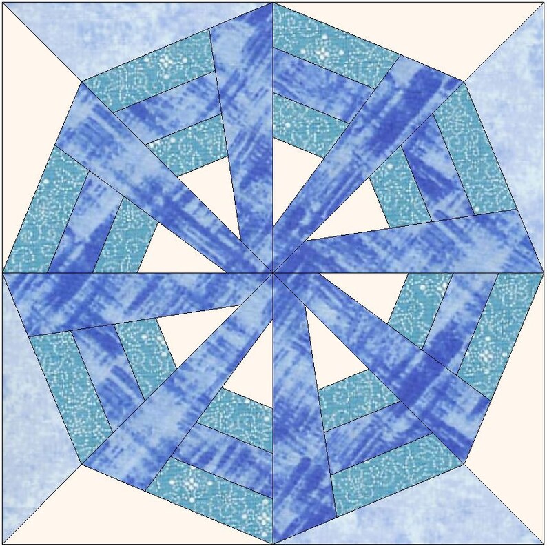 Snowflake Swirl 2 Quilt Template Quilting Block Pattern PDF Etsy