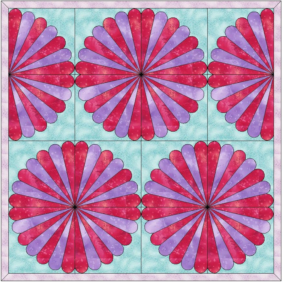 7 Petal Fan Flower Quilt Template Quilting Block Pattern PDF Etsy