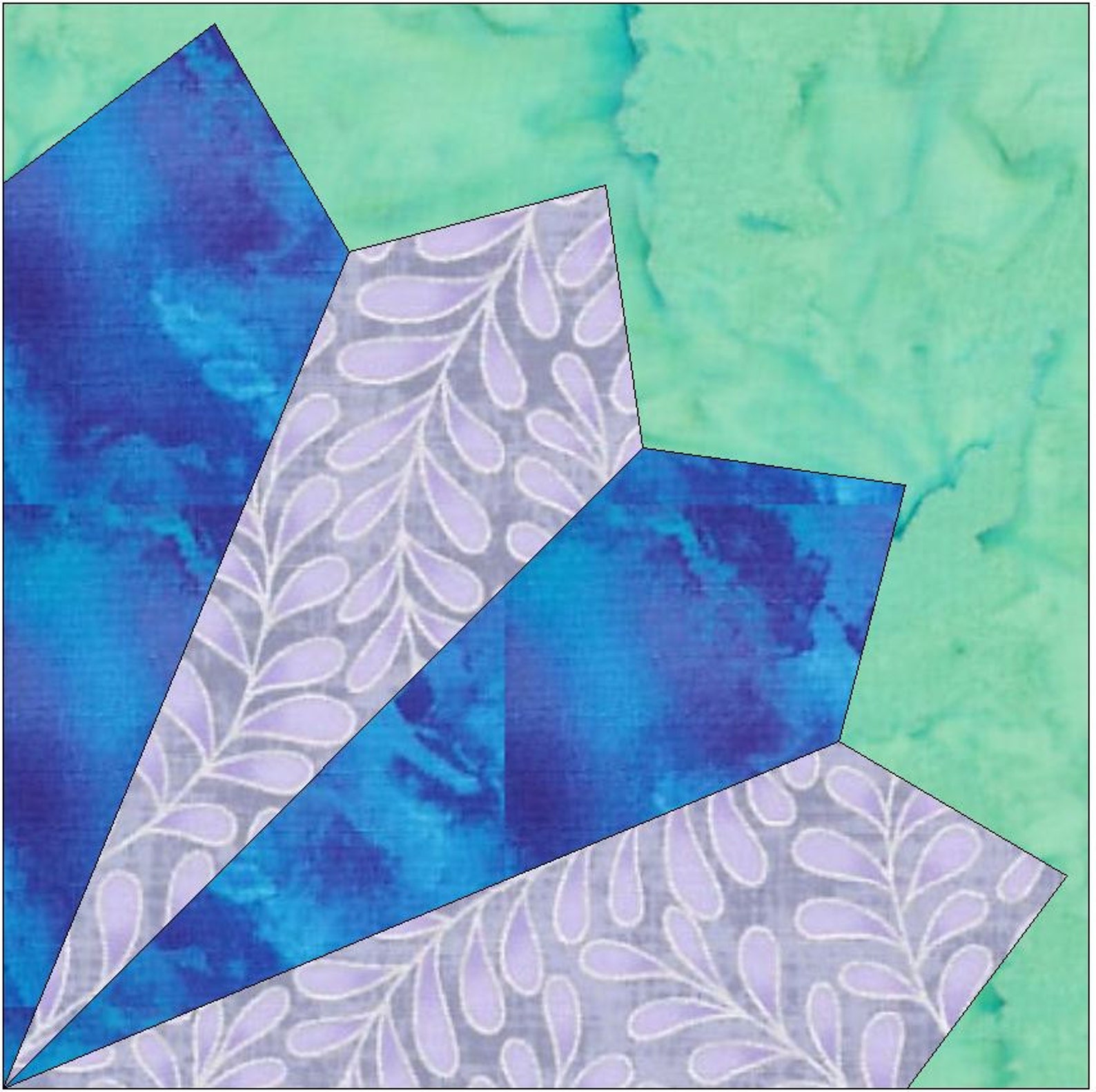 4 Blade Fan Quilt Template Quilting Block Pattern PDF Etsy