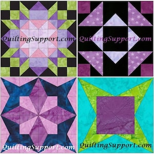 Star Quilt Set 1 - 10 Inch Paper Piecing Foundation Quilt 4 Block Patterns PDF