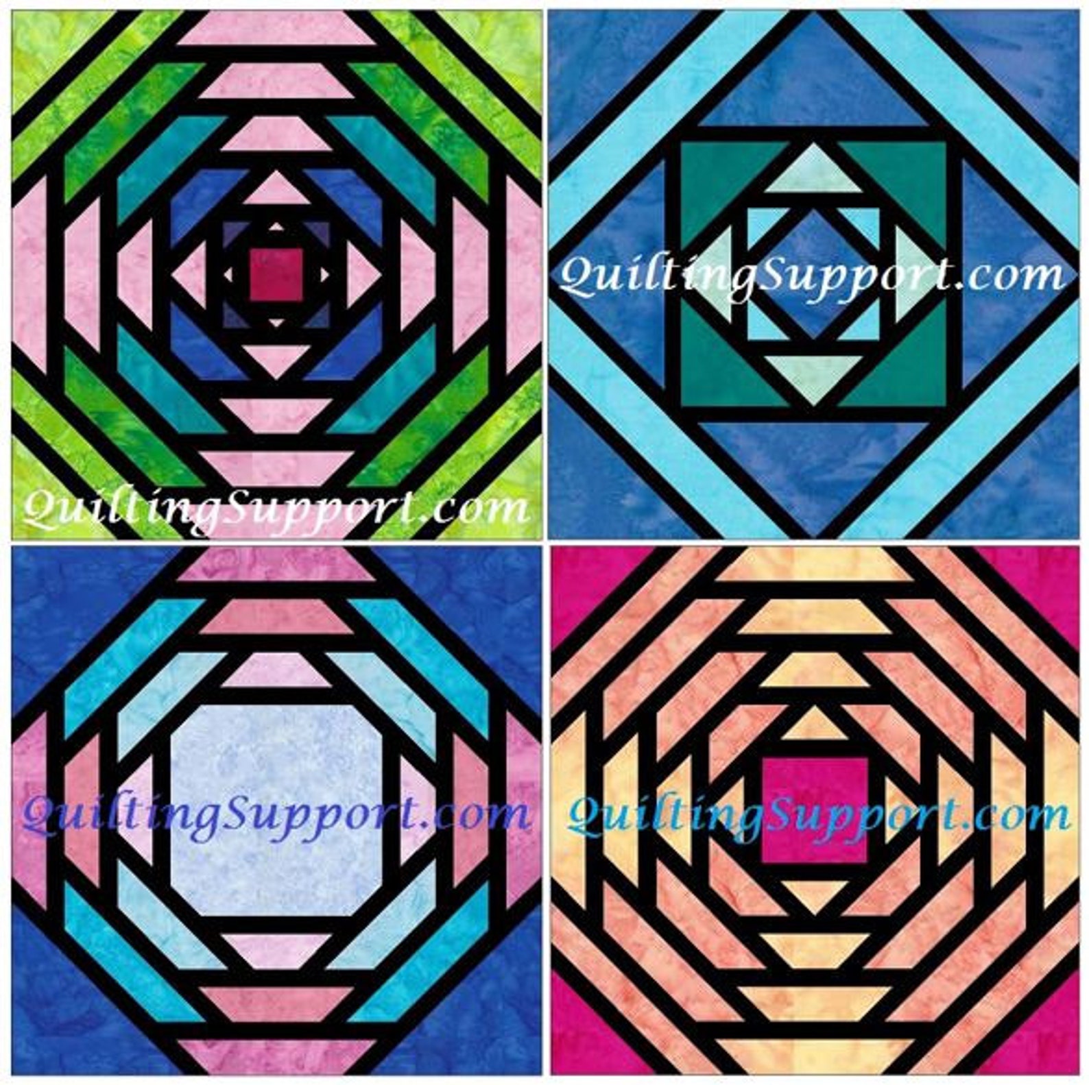 Stained Glass Pineapple Quilt Set 2 Paper Foundation Piecing Etsy