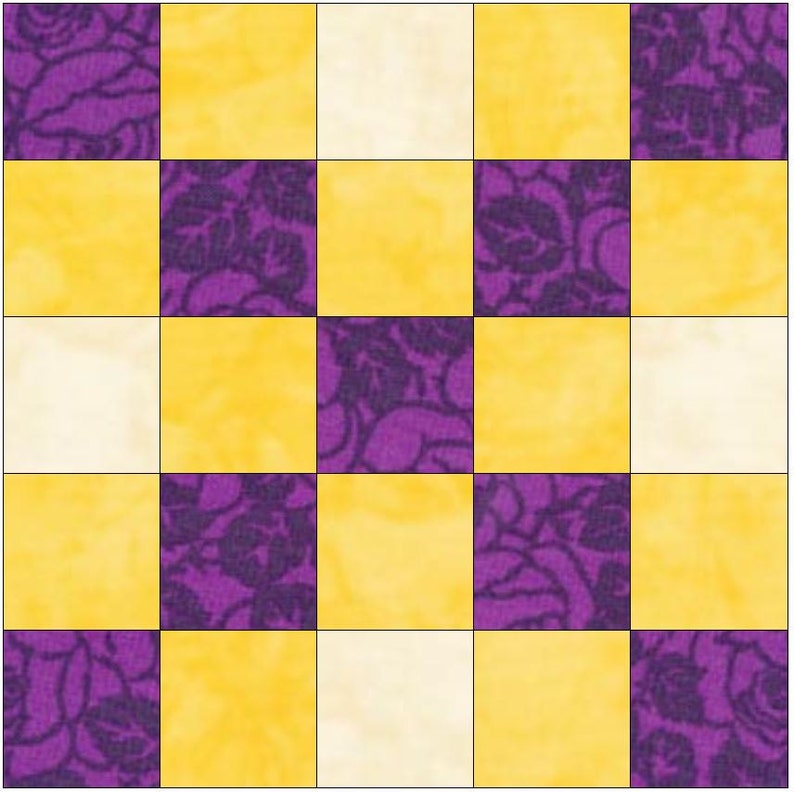 Irish Chain Quilt Set 1 of 15 Inch Block Template Quilting Block Pattern PDF image 2