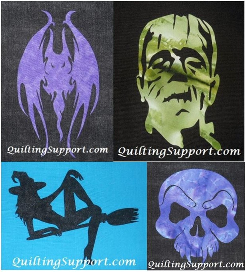 4 Halloween Quilt Applique Patterns set 1 Etsy