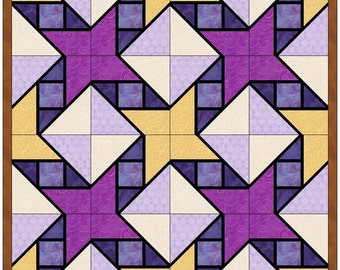 Quarter Star within a Star Quilt Paper Piece Foundation Quilting Block Pattern