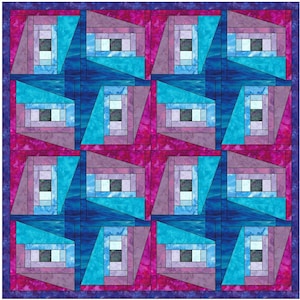 Crazy Log Cabin Quilt Paper Piece Foundation Quilting Block Pattern PDF