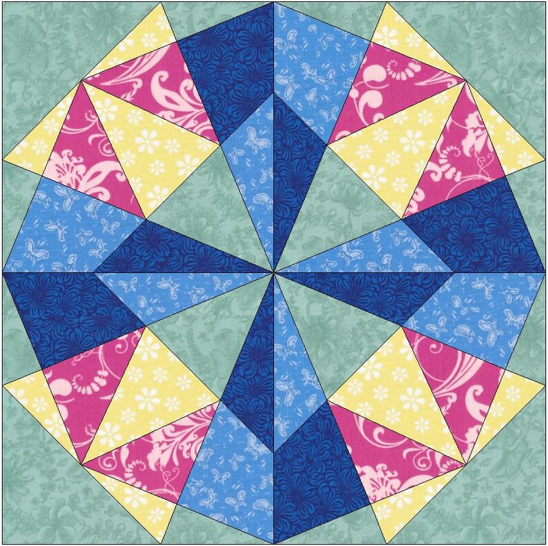 Electric Fan Quilt Templates Quilting Block Pattern Swirl PDF Etsy