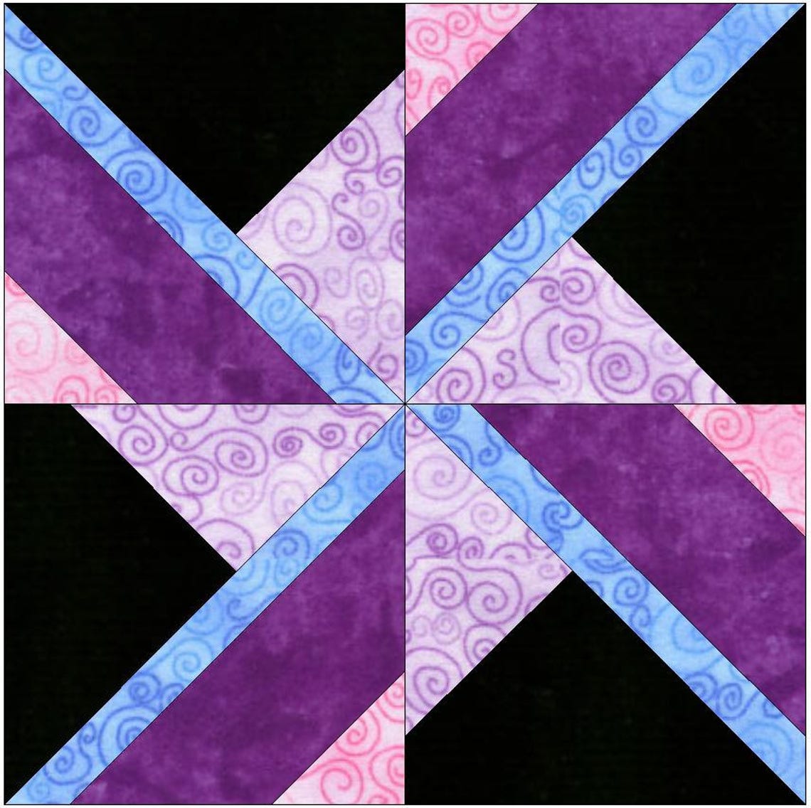 10 Inch Block Pattern Spinning Dreams Quilt 10 Inch Paper Piece Foundation Quilting Block ...