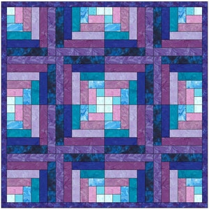 Quarter Log Cabin 6 Quilt Paper Piece Foundation Quilting Block Pattern image 1