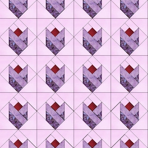 Tulip Love Flower Quilt 10 pollici pezzo di carta Foundation Quilting Block Pattern PDF