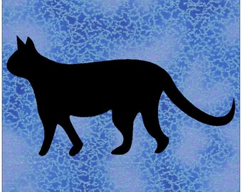 Cat 4 Silhouette Quilt Applique Pattern Design (easy) PDF