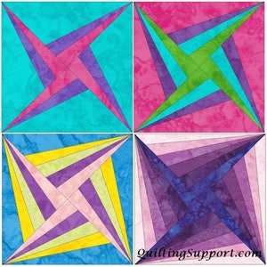 Log Cabin Star Quilt Block Patterns: 10-Inch Paper Piecing (PDF)