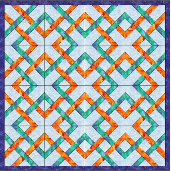 Simple Celtic Knots Quilt Chain Paper Template Quilting Block Pattern PDF