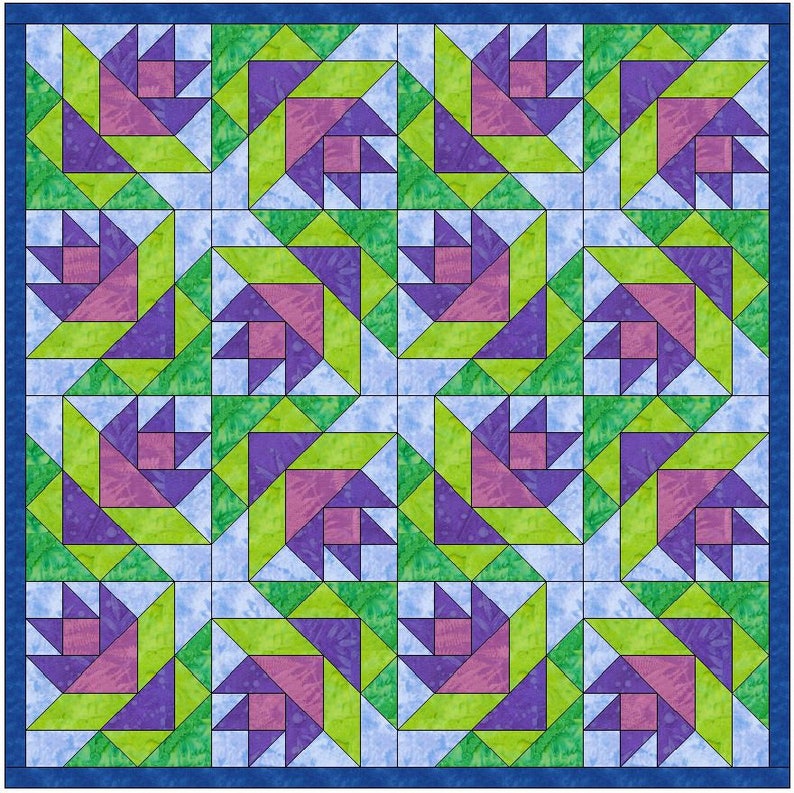 Spring Bloom Quilt 15 Inch Block Paper Template Quilting Block | Etsy