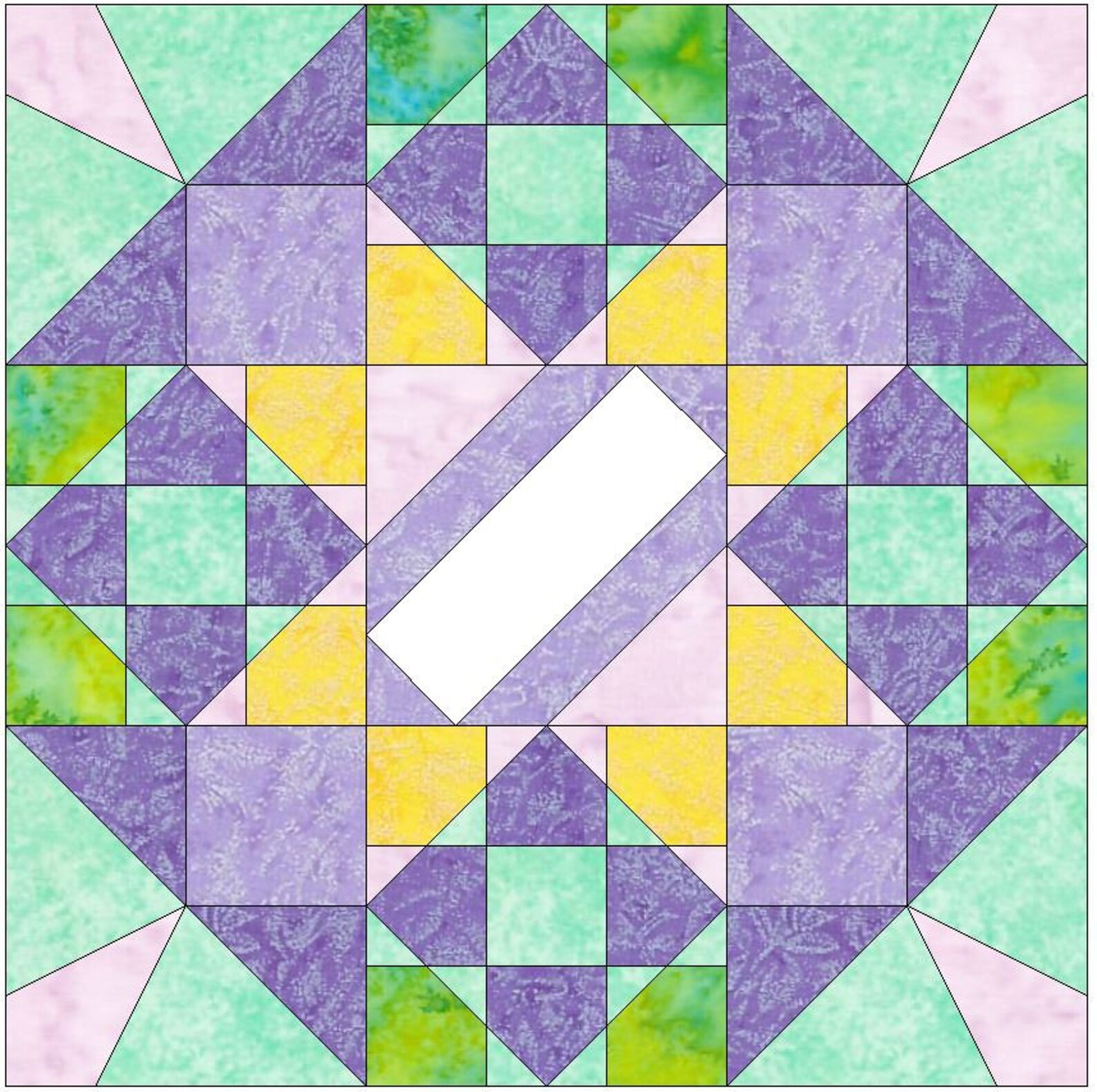 10 Inch Block Pattern Blooming Beauty Quilt Paper Piece Foundation 10 Inch Block Pattern PDF ...