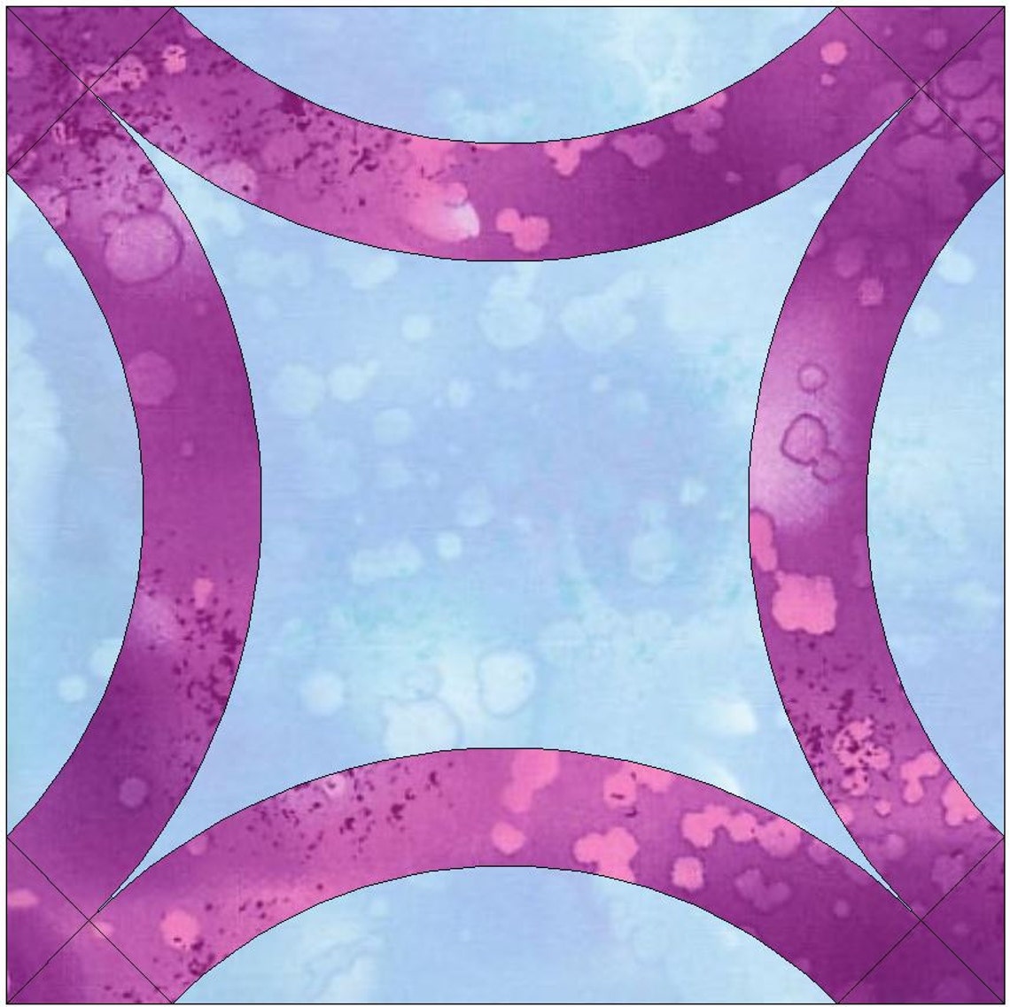 Simple Double Wedding Ring Quilt Block Template Pattern PDF Etsy