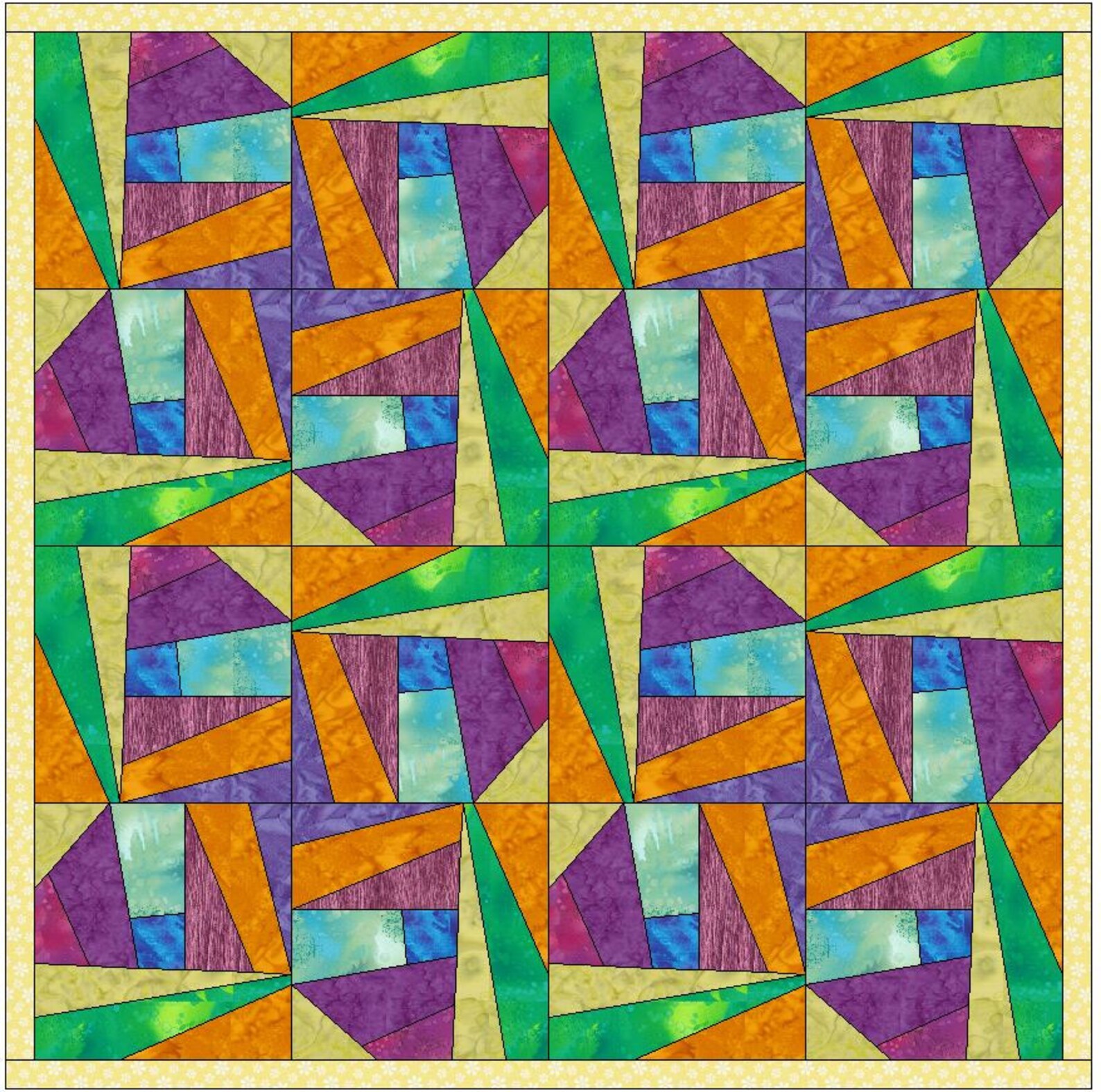 Crazy Patch Quilt 22 Paper Foundation Piece Quilting Block Etsy