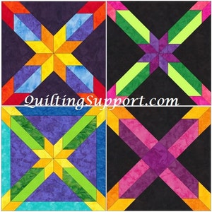 Hunter Star Quilt 15 Inch Block Set of 4 Template Quilting Block Patterns Set 1 PDF